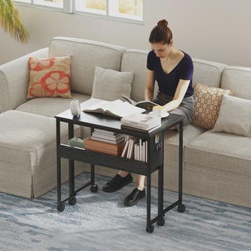 HOMCOM Inklapbaar Bureau op Wieltjes (80x50 cm) met Plank en, Huis en Inrichting, Tafels | Eettafels, Verzenden, Nieuw