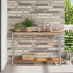 vidaXL Buiten Tafel met opslag Natuurlijk en Grijs 110 x 35, Verzenden, Nieuw