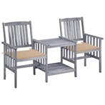 vidaXL Tuinstoelen met tafeltje en kussens massief, Tuin en Terras, Verzenden, Nieuw, Hardhout, Tuinset