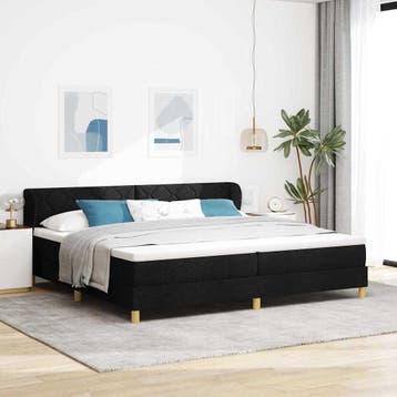 vidaXL Boxspringbed met hoofdeinde Zwart 200 x 200 cm Stof, Verzenden, Zwart, Stof, Nieuw