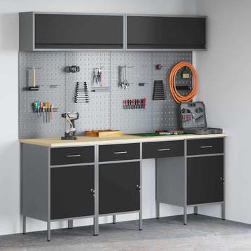 vidaXL Werkkast set met lade met opslag met slot 10 st Zwart, Verzenden, Nieuw