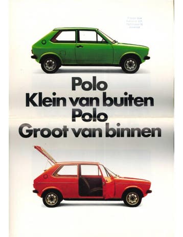 1976 VOLKSWAGEN POLO BROCHURE NEDERLANDS, Nieuw, Volkswagen, Author