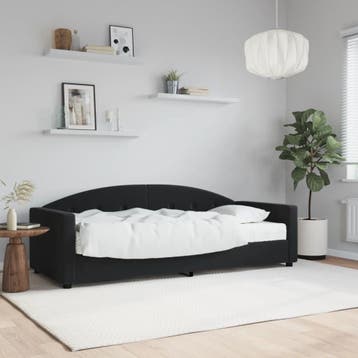 vidaXL Slaapbank met matras 80x200 cm fluweel zwart, Huis en Inrichting, Eenpersoons, Verzenden, Zwart, Nieuw