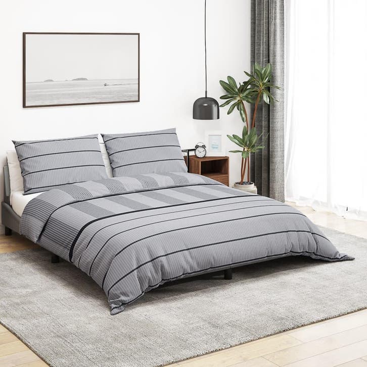 vidaXL Dekbedovertrekset 200x200 cm katoen grijs, Huis en Inrichting, Slaapkamer | Beddengoed, Grijs, Nieuw, Verzenden