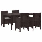 vidaXL Tuin Eetset 5 pcs Bruin Polt riet, Verzenden, Nieuw, 5 zitplaatsen
