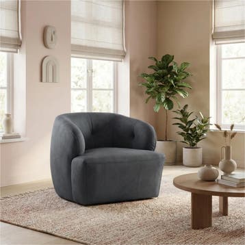Leren draaifauteuil Cloud - Kenia Denim (blauw), Bohemian, Eigentijds, Klassiek, Modern, Retro, Romantisch, Scandinavisch, Vintage