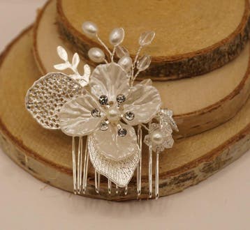 Insteek haarkammen zilveren bloemen met glitter steentjes, Verzenden, Nieuw, Haarspeld