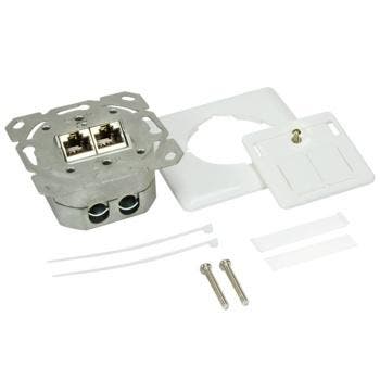 Inbouwdoos CAT6 2x RJ45 RAL9003 verticale invoer, Ophalen of Verzenden, Nieuw