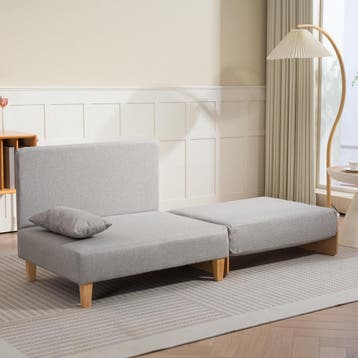 Slaapbank Seinlus 1-zits 81x88x68 cm lichtgrijs [en.casa], Verzenden, Nieuw