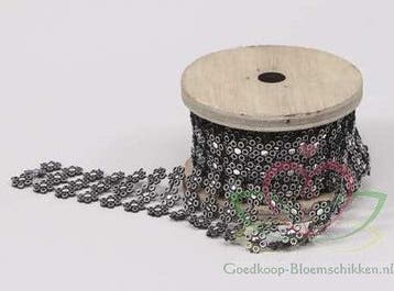 Brocantband bloemen Zilverkleur 3 cm rol 2 meter, Ophalen of Verzenden, Nieuw