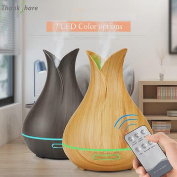 Aroma Diffuser met Houtnerf Design, 7 Kleuren LED en Afstand, Verzenden, Nieuw