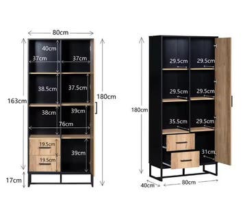 Highboard Kast Houtlook – Zwart Frame, Deur, Lades, Vakken, Huis en Inrichting, Kasten | Overige, Verzenden, Nieuw