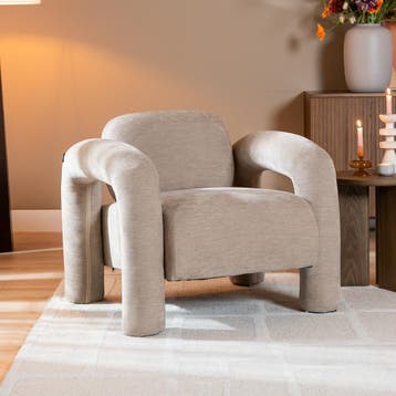50% Korting: Fauteuil Tess velvet beige, Ophalen, Zo goed als nieuw, Scandinavisch
