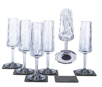 Silwy 6 magnetische champagne glazen met zwarte metalen N..., Ophalen of Verzenden, Nieuw