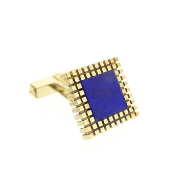 Gouden manchetknopen met Lapis Lazuli, Ophalen of Verzenden, Gebruikt, Goud