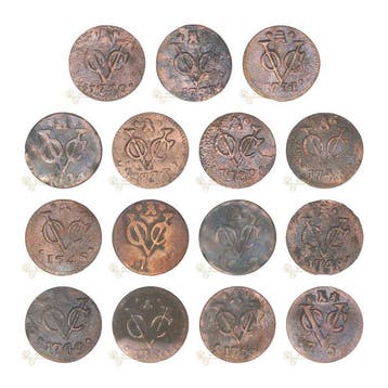 Nederland, Zeeland VOC Duit 1730 t/m 1754 (15 verschillende)