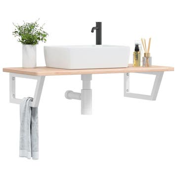 vidaXL Badkamer wandschap staal en massief eikenhout, Verzenden, Nieuw