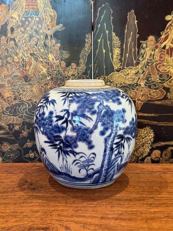 Een Chinese blauw-witte vaas, 19e eeuw - Porselein - China -