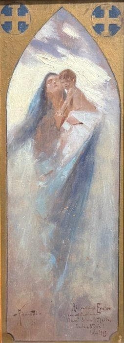 Oscar Ricciardi (1864-1935) - Madonna con bambino, Antiek en Kunst