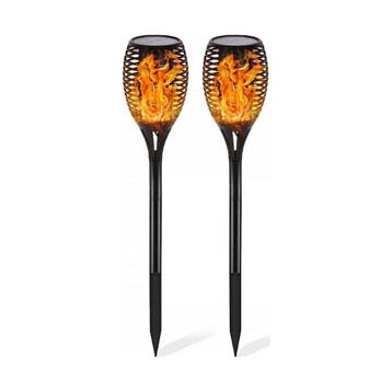 LED Solar Priklamp/Fakkel Tuinverlichting met Zonne-energie, Kunststof, Staande lamp, Nieuw, Ophalen of Verzenden