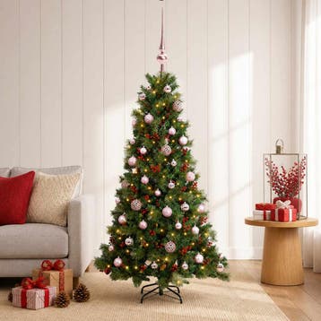 vidaXL Kunstkerstboom met kerstbal 150 cm 150 LEDs Warmwit, Diversen, Verzenden, Nieuw