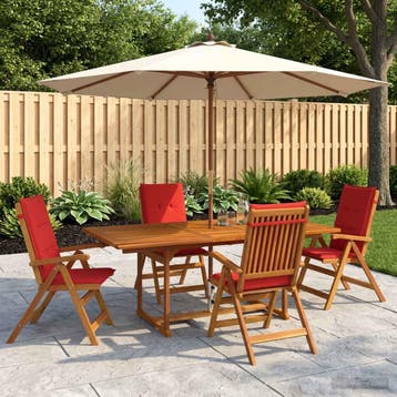 vidaXL 5-delige tuin eetset Naturel Massief Acaciahout, Verzenden, Nieuw