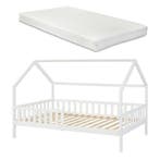 Kinderbed Ydre huisbed met matras en bedbodem 120x200 cm wit, Verzenden, Nieuw