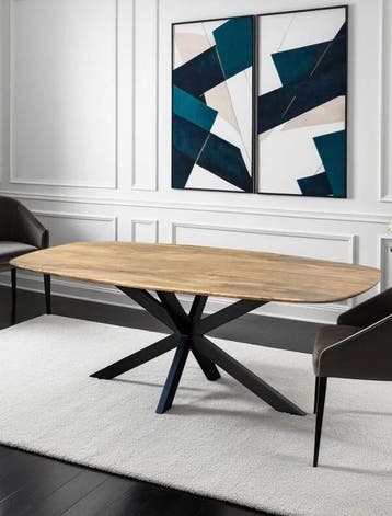 DEENS OVAAL EETKAMERTAFEL MANGOHOUT € 339, Mangohout, Verzenden, 150 tot 200 cm, Nieuw