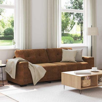 vidaXL 3-Zits Bank Bruin 220 cm Nep Suede Leer, Huis en Inrichting, Verzenden, Leer, 200 tot 250 cm, Driepersoons