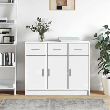 vidaXL Dressoir Wit 91x28x75 cm Bewerkt Hout, Huis en Inrichting, Kasten | Dressoirs, Verzenden, Nieuw, 50 tot 100 cm, 25 tot 50 cm