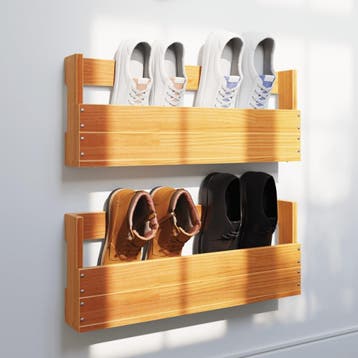 vidaXL Schoenenrekken 2 st 59x8,5x23,5 cm massief grenenhout, Verzenden, Nieuw
