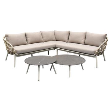 Montreal hoekbank loungeset 4 delig taupe rope, Ophalen of Verzenden, Nieuw