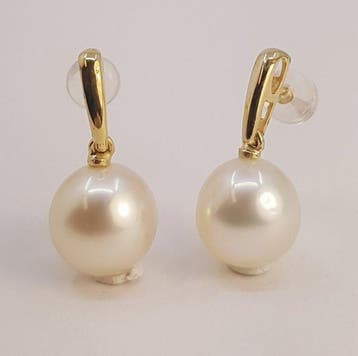 Oorbellen - 14 karaat Geel goud - 10x11 mm Zuidzeeparels, Sieraden, Tassen en Uiterlijk, Oorbellen, Nieuw