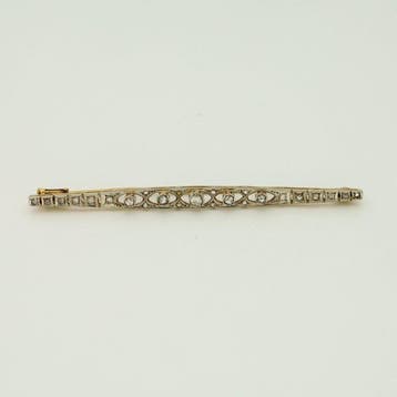 Broche - 14 karaat Geel goud, Witgoud Diamant (Natuurlijk)