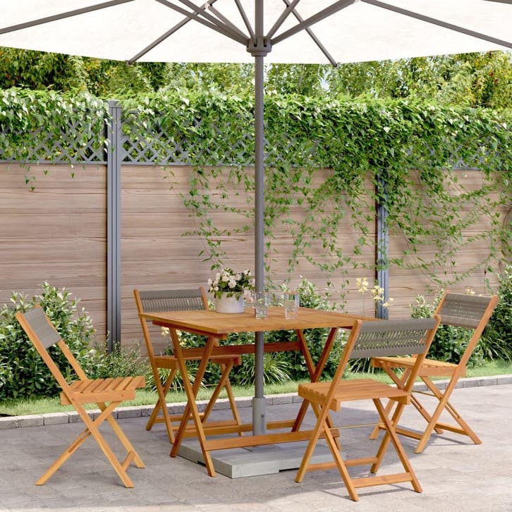 vidaXL 5-delige Tuinset polypropeen en massief hout grijs, Tuin en Terras, Tuinsets en Loungesets, Tuinset, Nieuw, Hardhout, Verzenden