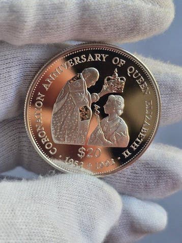 Tuvalu. Elizabeth II. 20 Dollars 1993 - Coronation 40th, Postzegels en Munten