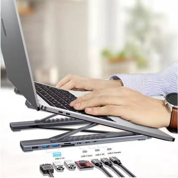 8-in-1 Laptop Standaard USB-C Hub PD 100W Kaartlezer, Verzenden, Nieuw