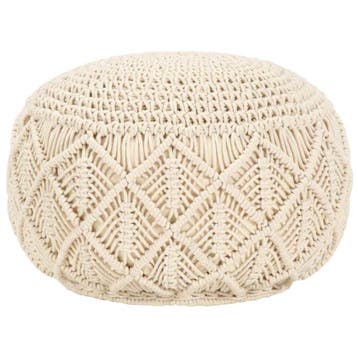 vidaXL Poef macramé handgemaakt 45x30 cm katoen, Verzenden, Nieuw