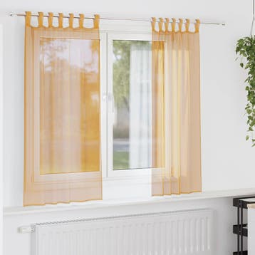 vidaXL Gordijnen voile met lussen 2 st 140x140 cm oranje, Verzenden, Nieuw, Oranje