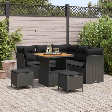 vidaXL Tuin Sofa Set 8 st 5-Aantal zitplaatsen Zwart poly, Verzenden, Nieuw, 8 zitplaatsen