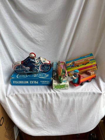 Blikken Speelgoed Collectie – Politie Motor, Krokodil &