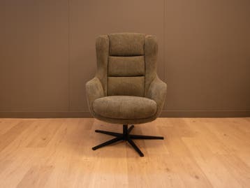 Relaxfauteuil Gino met hocker in groen stof, 25% korting, Verzenden, Minder dan 75 cm, Nieuw, Stof