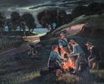 Maurice Vagh Weinmann (1899-1986) - Night vigil by the fire, Antiek en Kunst, Kunst | Schilderijen | Klassiek