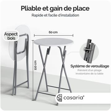 Statafel Wit Houtlook Ø60cm Inklapbaar (Statafels), Verzenden, Nieuw