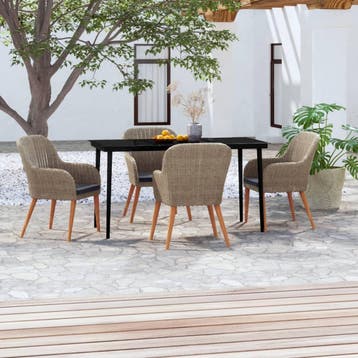 vidaXL 5-delige Tuinset met kussens bruin, Tuin en Terras, Verzenden, Nieuw, 4 zitplaatsen, Tuinset
