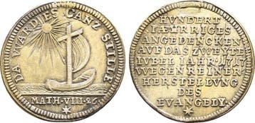 Zilverjeton auf das Reformationsjubilaeum 1717 Augsburg S..., Verzenden