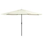 vidaXL Parasol met metalen paal 390 cm zandwit, Verzenden, Nieuw, 3 tot 4 meter