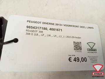 Peugeot Diverse 2013+ Voorfront Deel Links Nieuw 9854317180, Auto-onderdelen, Ophalen, Nieuw, Peugeot