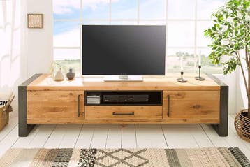 Massief tv-meubel THOR 200cm wild eiken geolied lowboard in, Ophalen of Verzenden, Nieuw