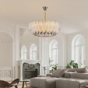 Luxe Plume Kristal Hanglamp - Dimbare LED Verlichting voor W, Verzenden, Nieuw